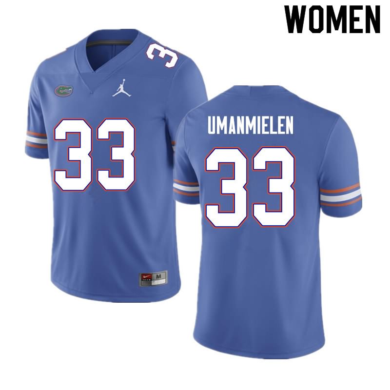 NCAA Florida Gators Princely Umanmielen Women's #33 Nike Blue Stitched Authentic College Football Jersey WMK1564PC